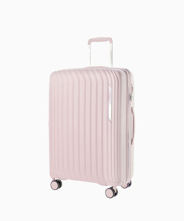 Średnia walizka z polipropylenu ze żłobieniami różowa