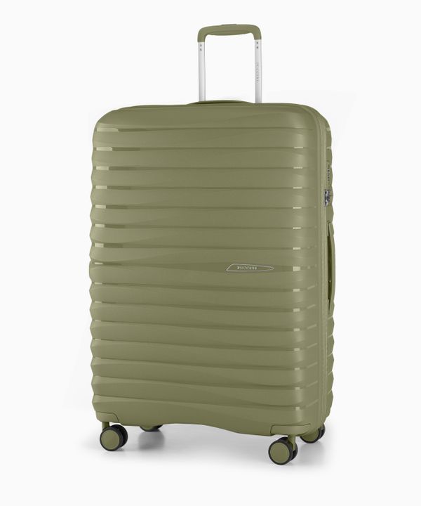 Duża walizka podróżna oliwkowa z polipropylenu z zamkiem TSA