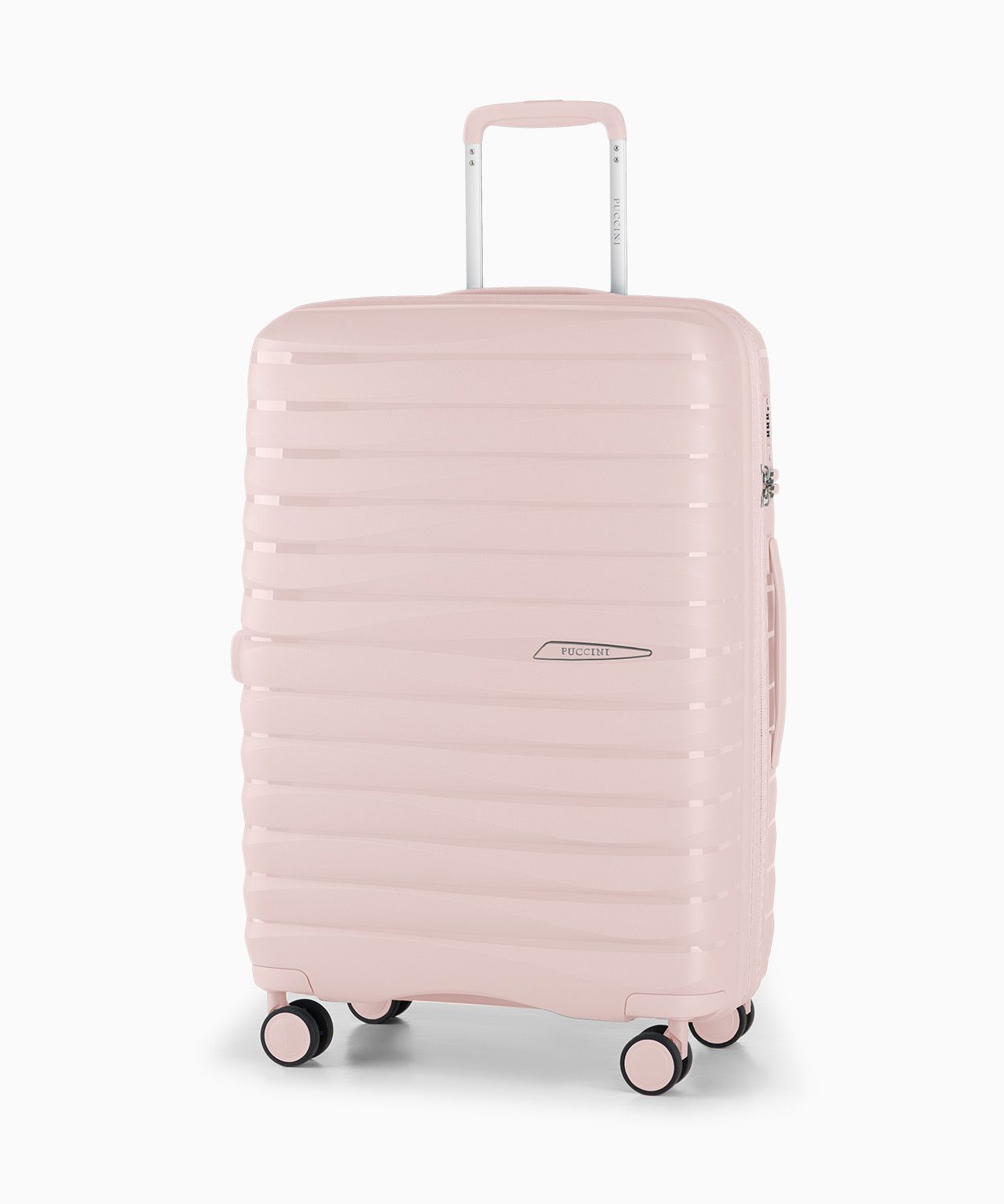 Średnia walizka różowa z polipropylenu z zamkiem TSA