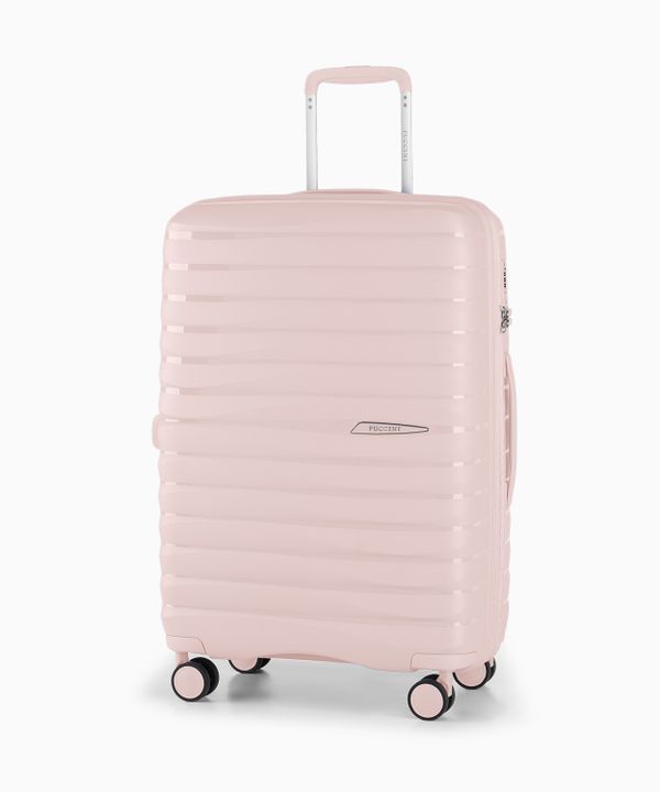 Średnia walizka różowa z polipropylenu z zamkiem TSA