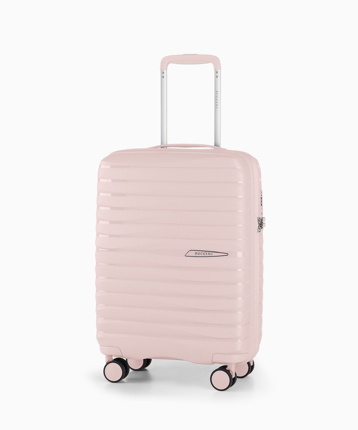 Walizka kabinowa na kółkach pudrowy róż z polipropylenu z zamkiem TSA