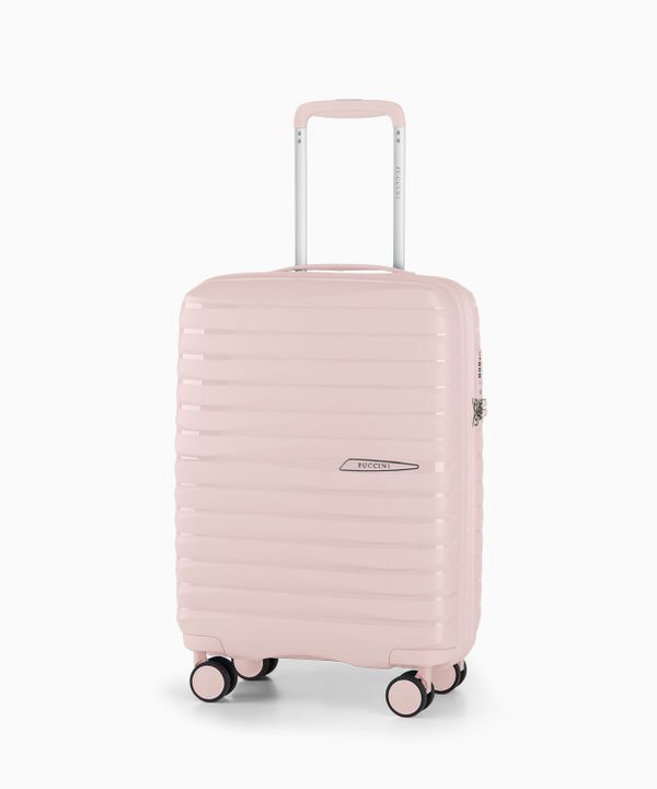 Walizka kabinowa na kółkach pudrowy róż z polipropylenu z zamkiem TSA