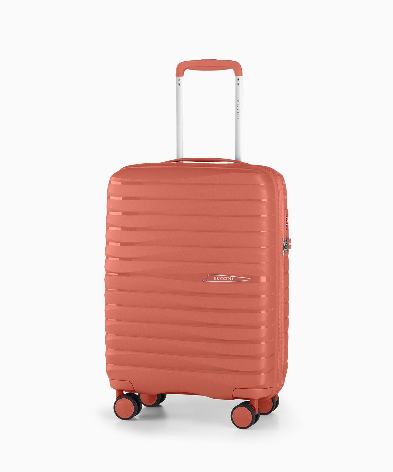 Walizka kabinowa na kółkach ceglana z polipropylenu z zamkiem TSA