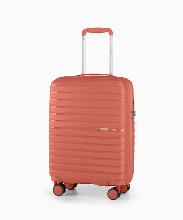 Walizka kabinowa na kółkach ceglana z polipropylenu z zamkiem TSA