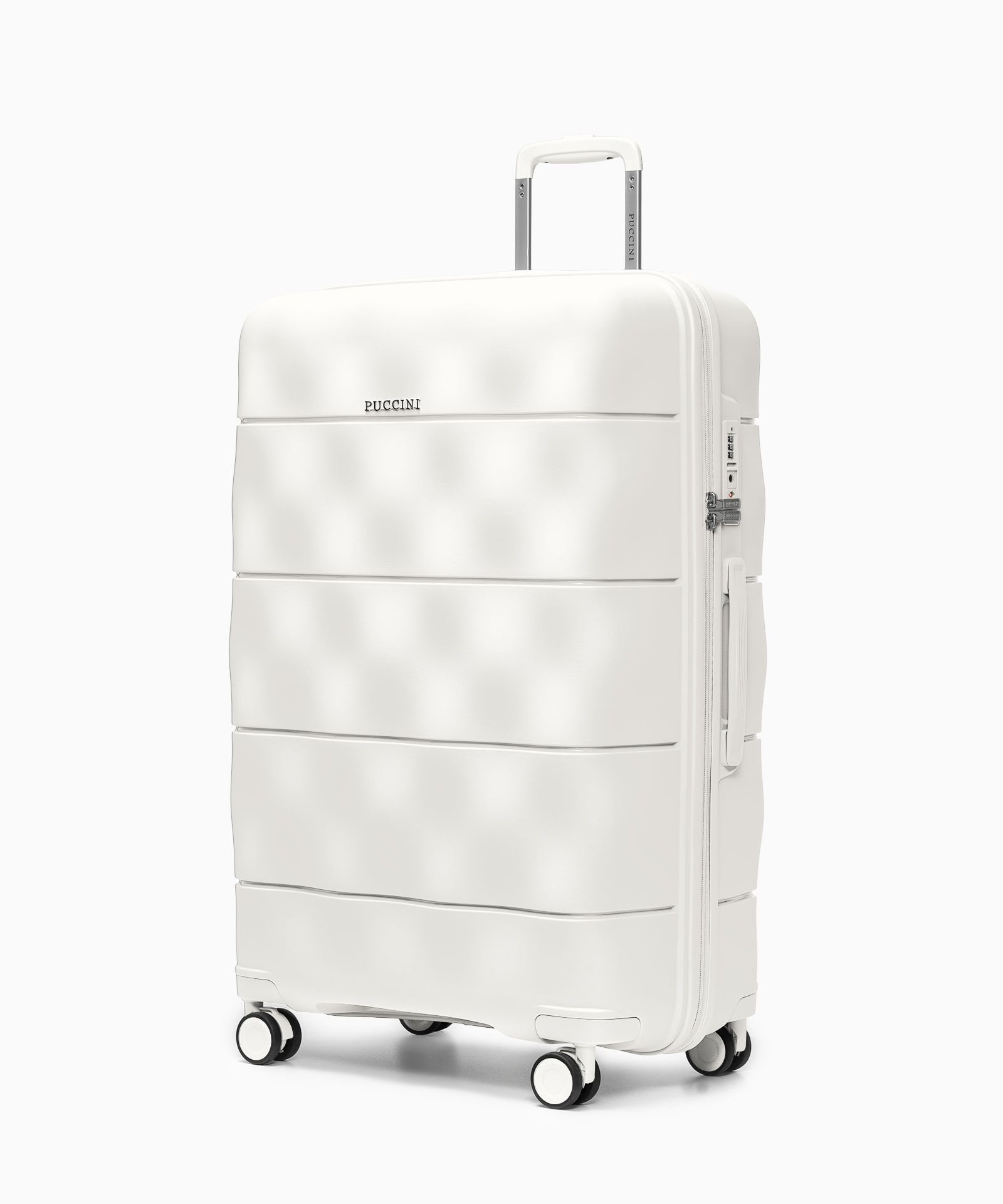 Walizka duża z lekkiego polipropylenu perłowa