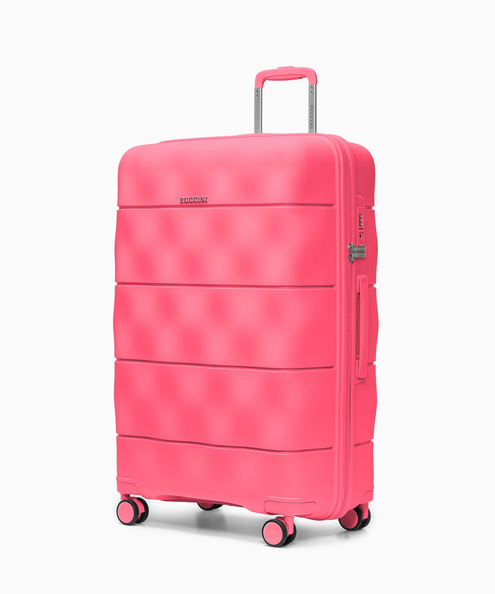 Walizka duża z lekkiego polipropylenu różowa-koralowa