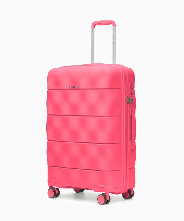 Walizka średnia z lekkiego polipropylenu różowa-koralowa