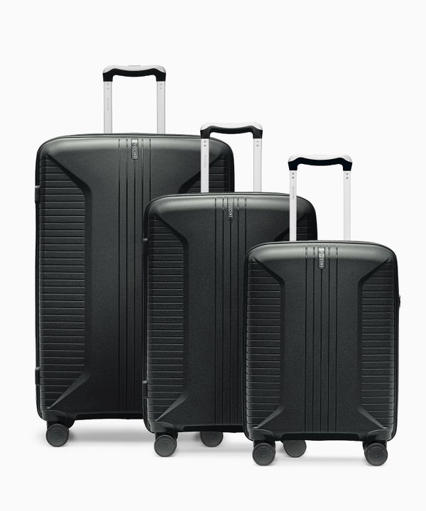Zestaw walizek na kółkach z polipropylenu czarny
