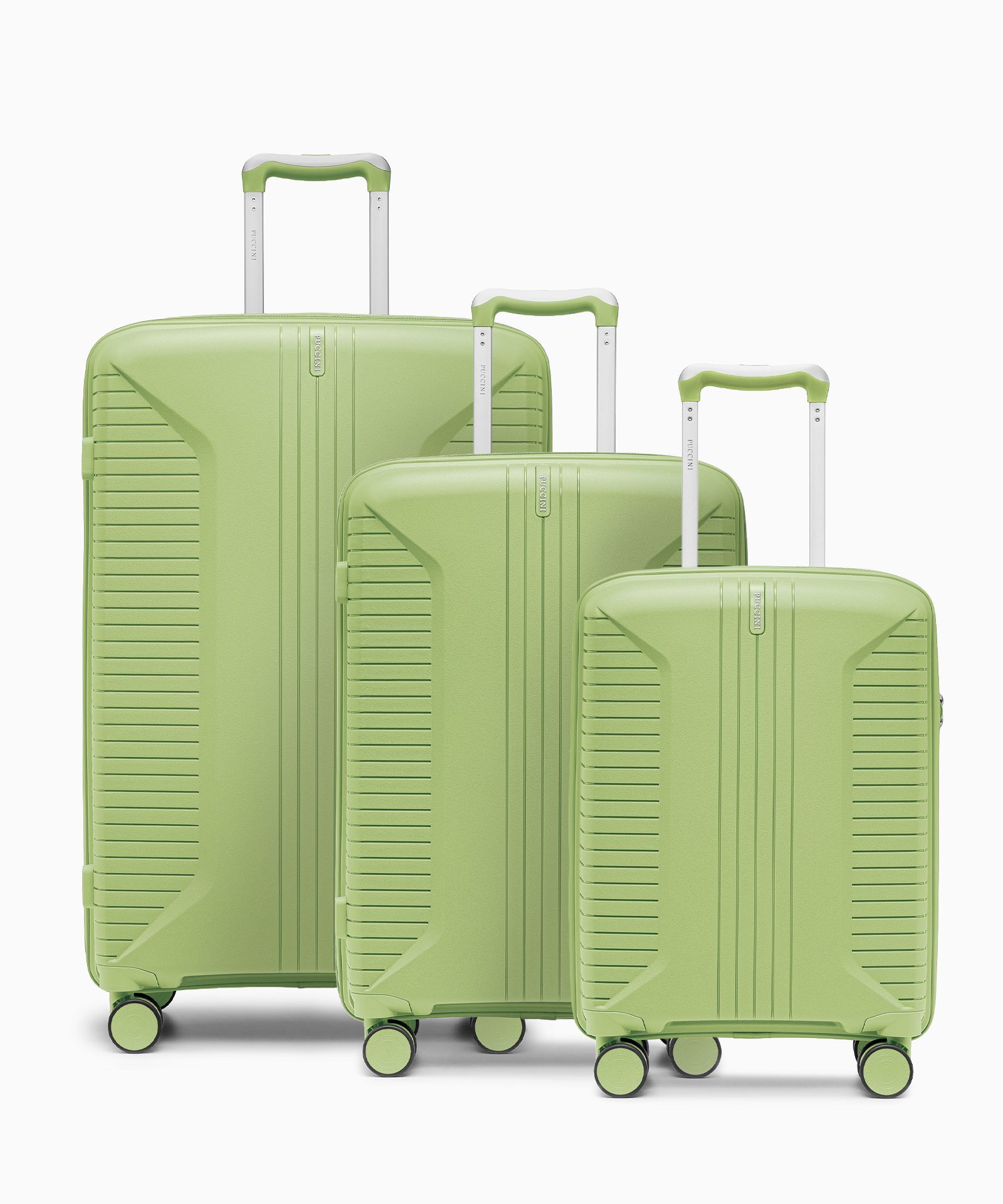 Zestaw walizek na kółkach z polipropylenu jasnozielony