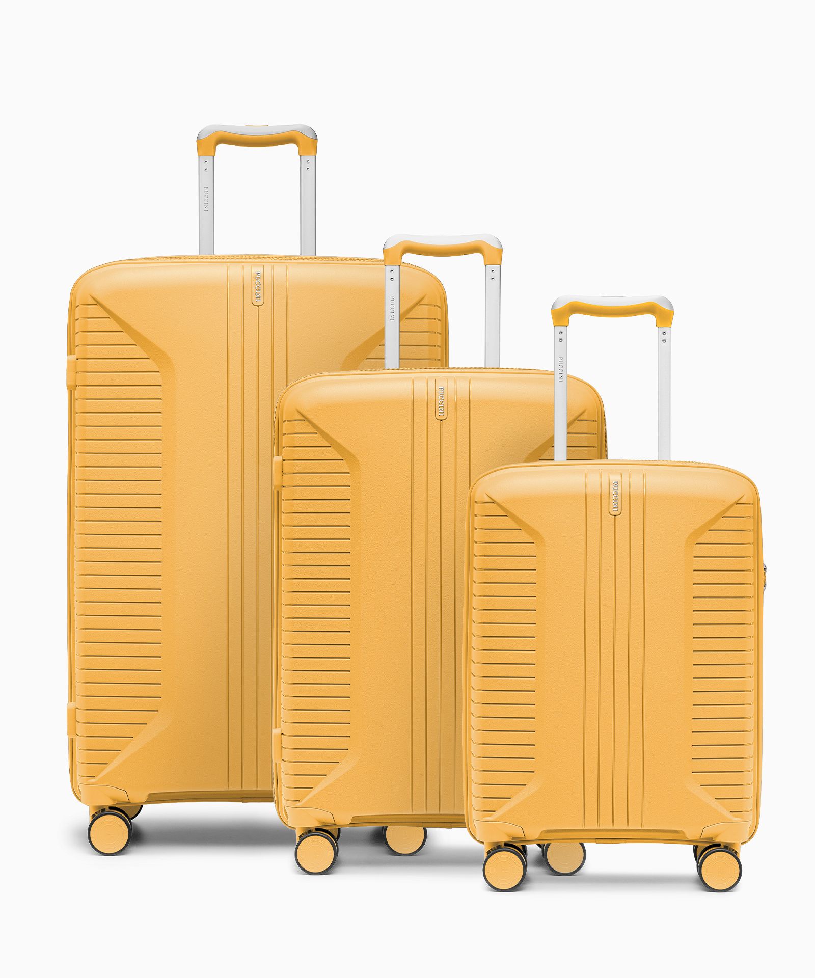 Zestaw walizek na kółkach z polipropylenu żółty
