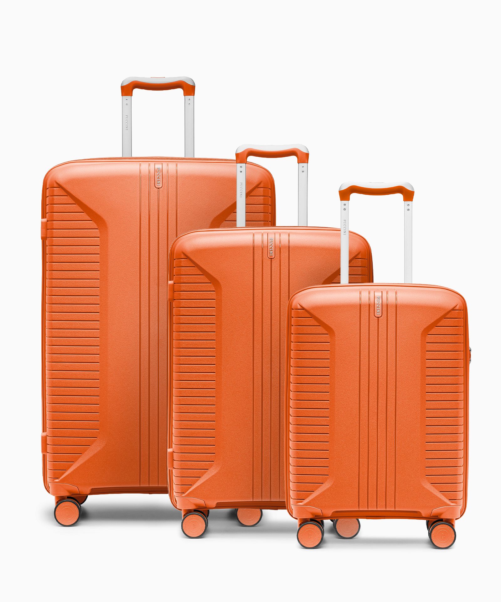 Zestaw walizek na kółkach z polipropylenu pomarańczowy