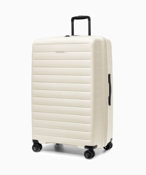 Walizka duża z poszerzeniem z polipropylenu biała