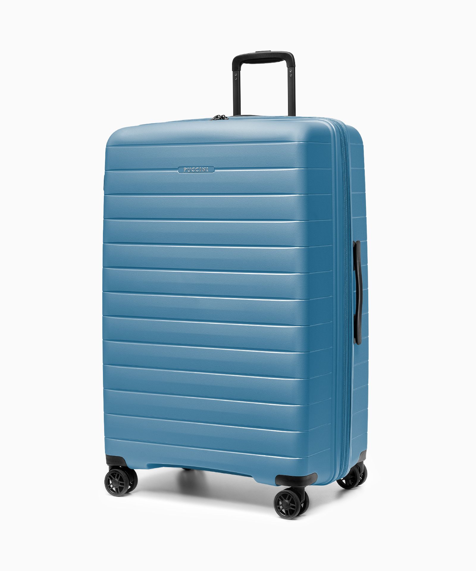 Walizka duża z poszerzeniem z polipropylenu niebieska