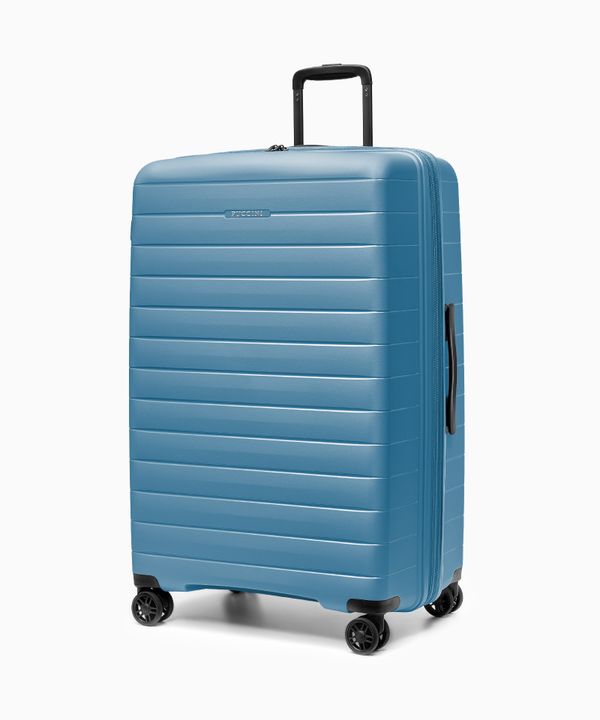 Walizka duża z poszerzeniem z polipropylenu niebieska