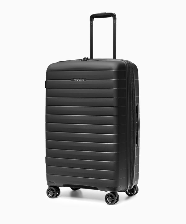 Walizka średnia z poszerzeniem z polipropylenu czarna