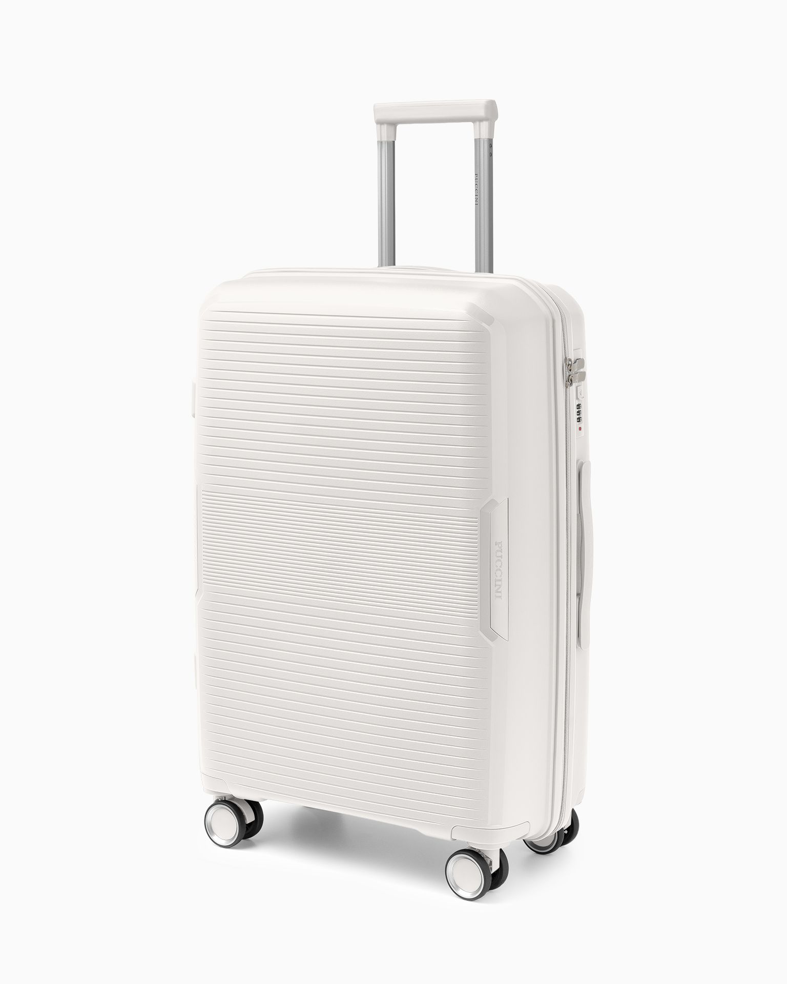 Walizka średnia z zamkiem szyfrowym z polipropylenu biała