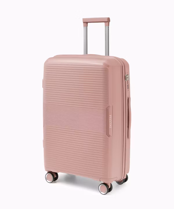 Walizka średnia z zamkiem szyfrowym z polipropylenu różowa