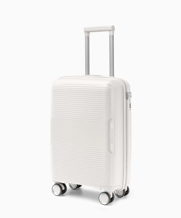 Walizka kabinowa z zamkiem szyfrowym z polipropylenu biała