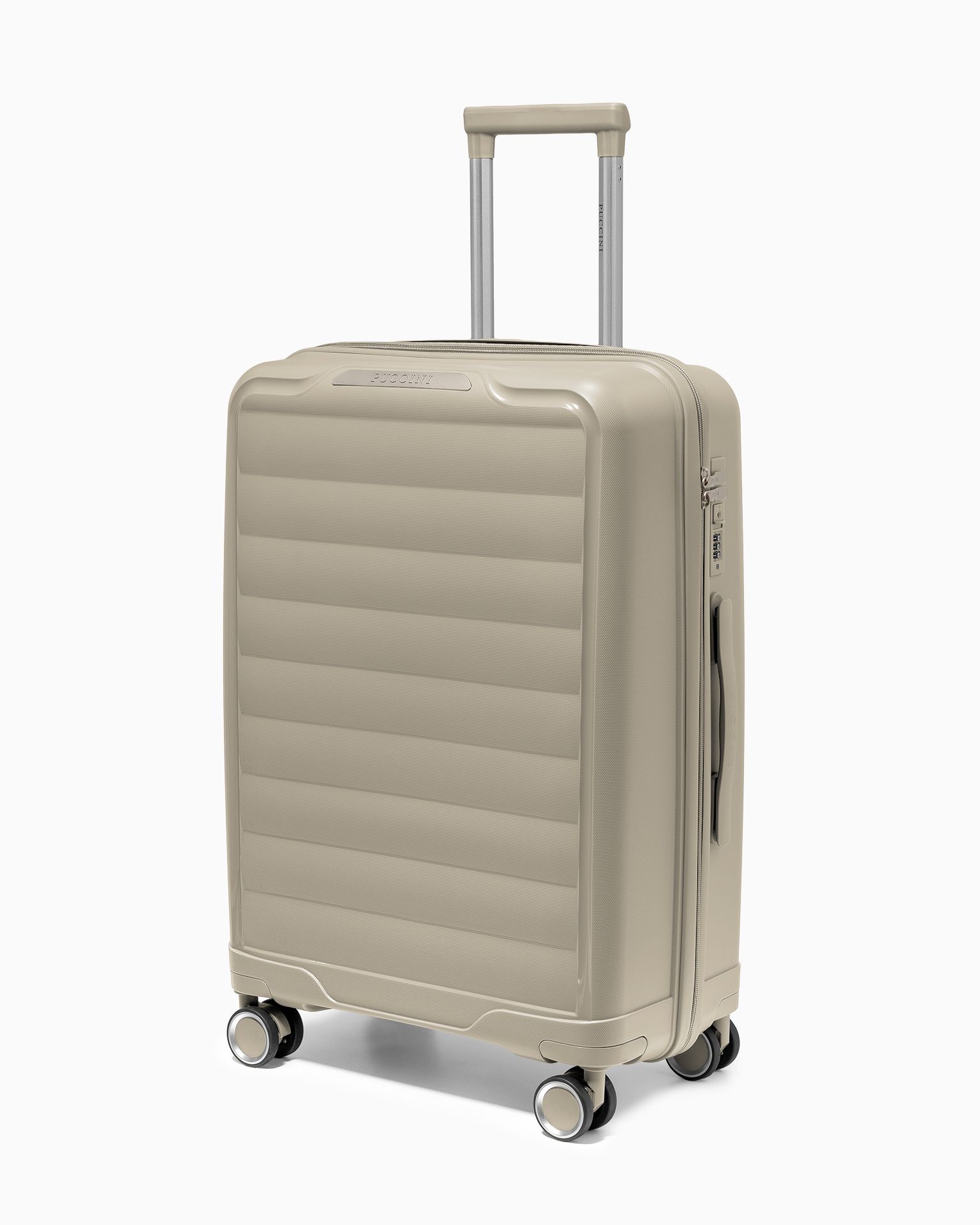 Walizka średnia z polipropylenu beżowa