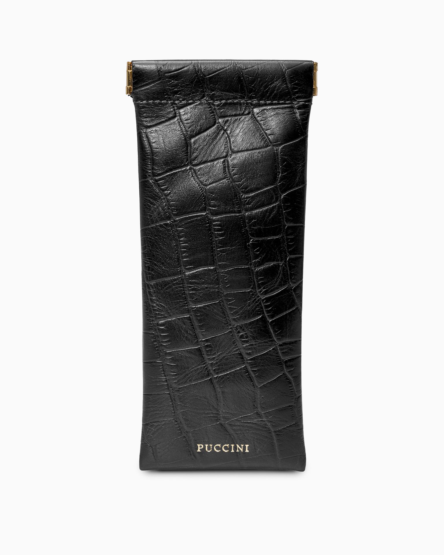 Etui na okulary skórzane czarne crocco 