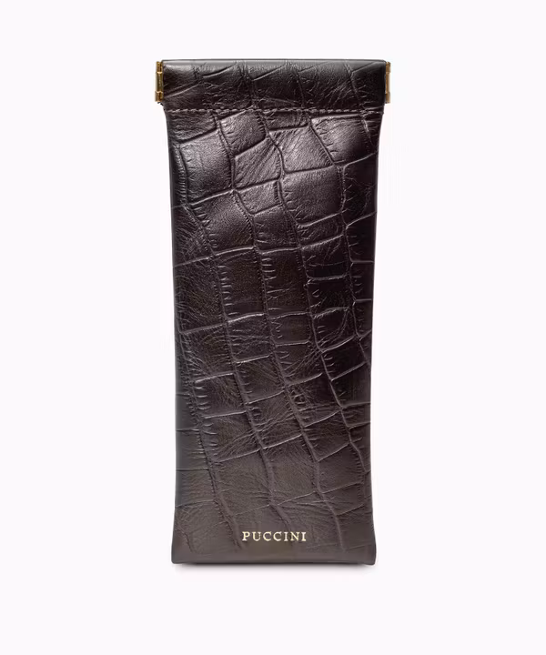 Etui na okulary skórzane brązowe crocco