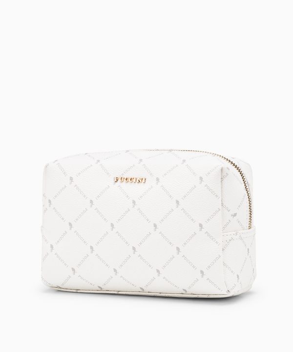 Kosmetyczka damska Monogram prostokątna biała