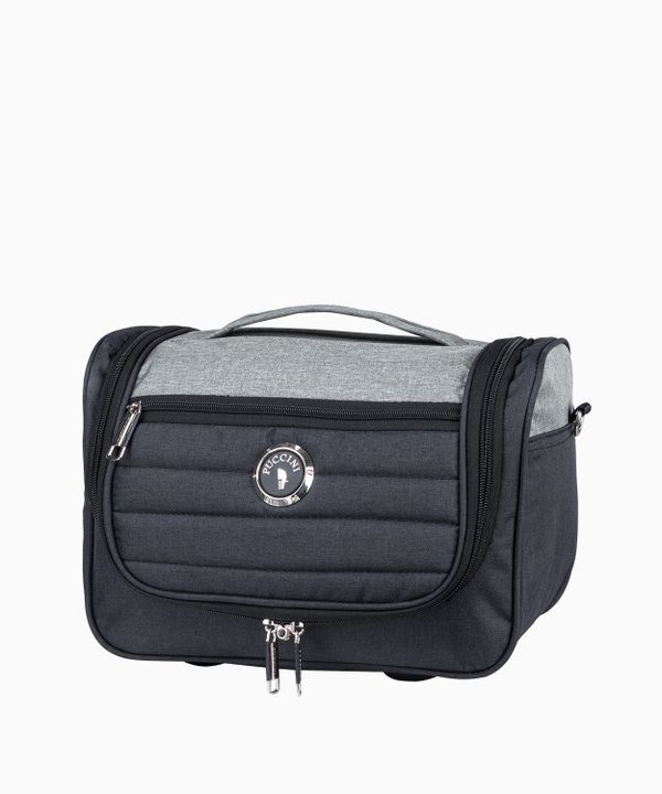 Miękki kuferek podróżny z szarymi wstawkami