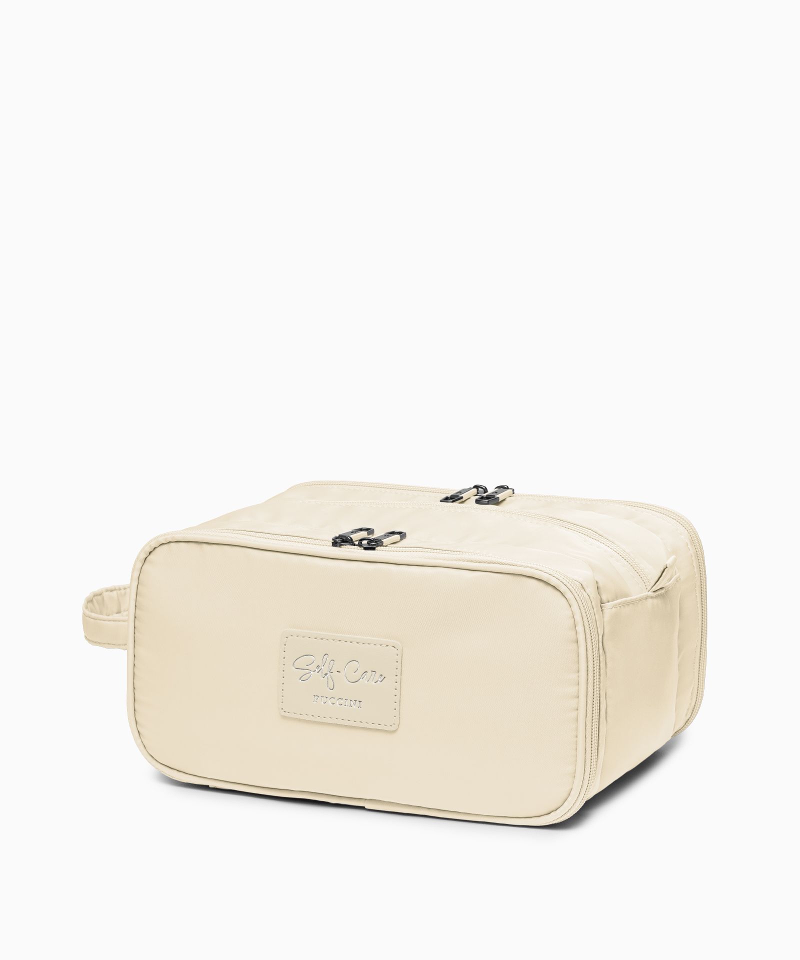 Kosmetyczka damska trzykomorowa beżowa