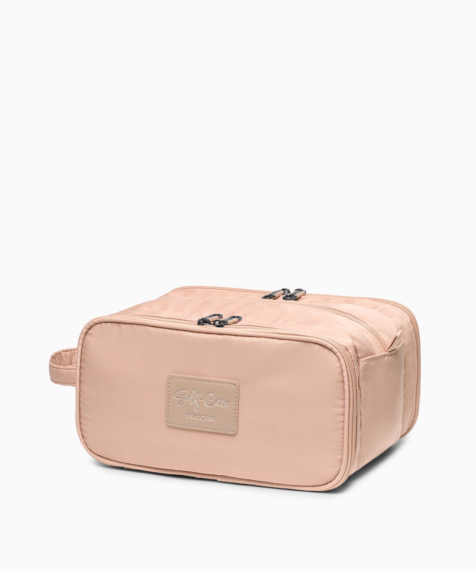 Kosmetyczka damska trzykomorowa różowa