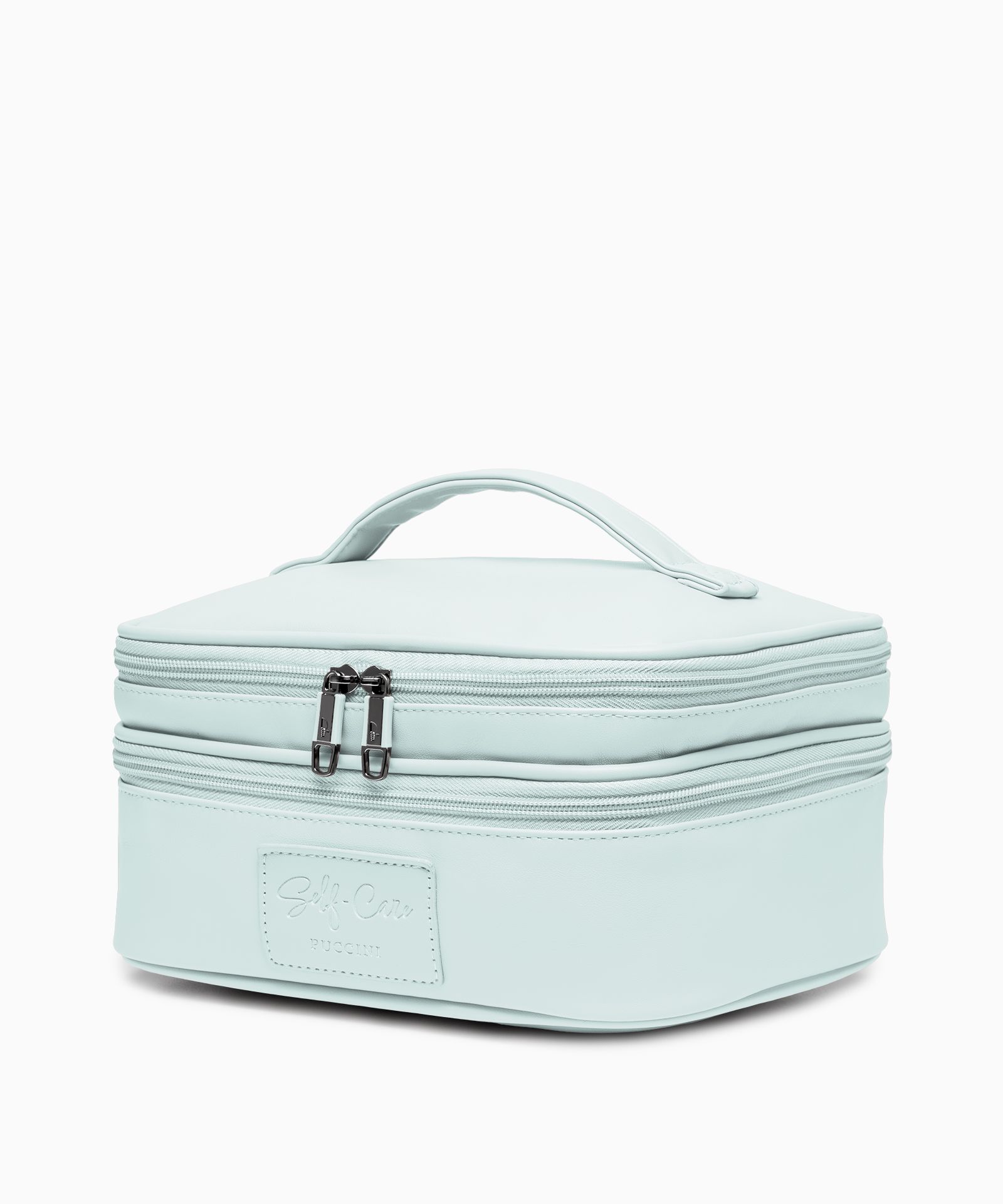 Kosmetyczka damska typu kuferek błękitna