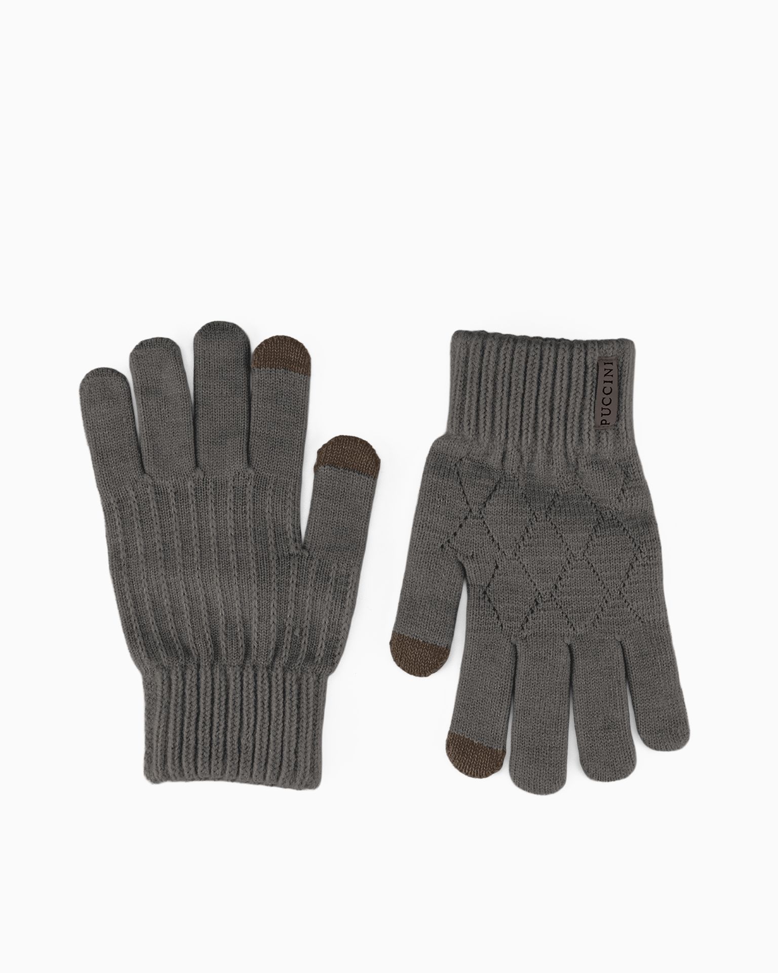 Rękawiczki dzianinowe z plecionym wzorem szare