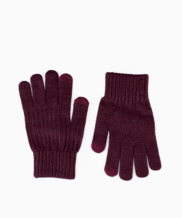 Rękawiczki dzianinowe z plecionym wzorem bordowe