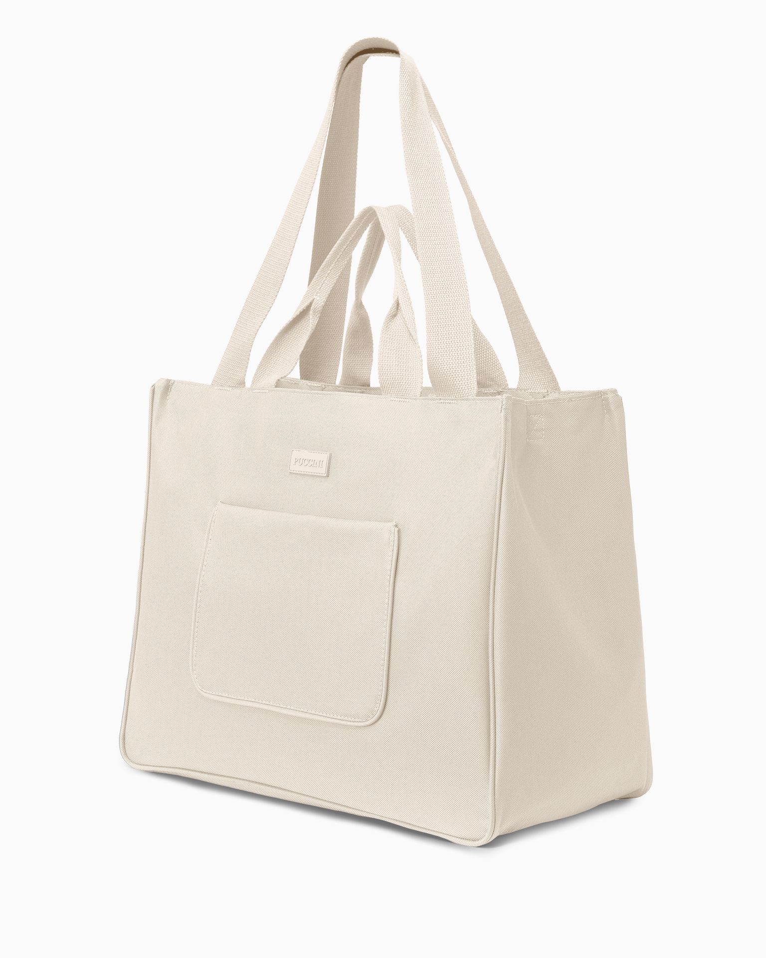 Torba z kieszeniami materiałowa beżowa