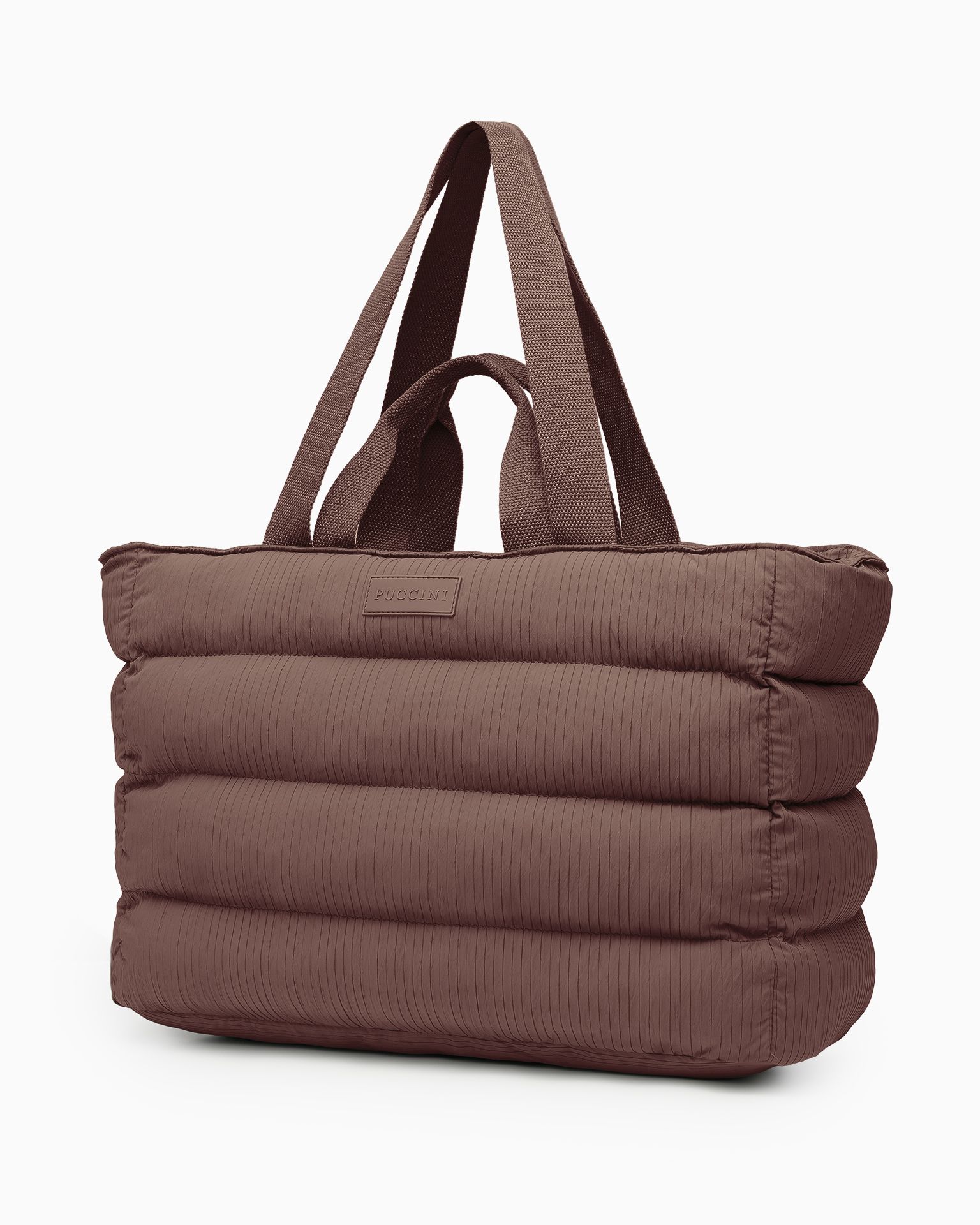 Torba miejska pikowana z kieszenią na laptopa 15,6 cali brązowa