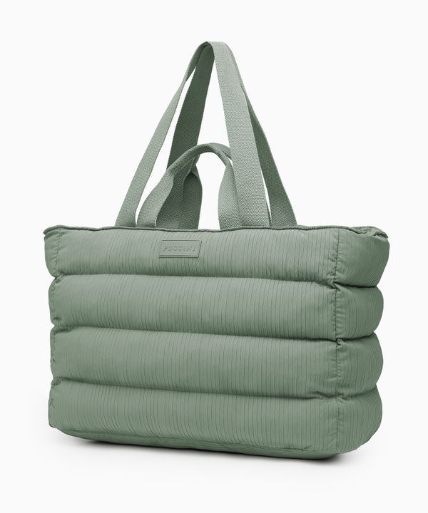 Torba miejska pikowana z kieszenią na laptopa 15,6 cali zielona