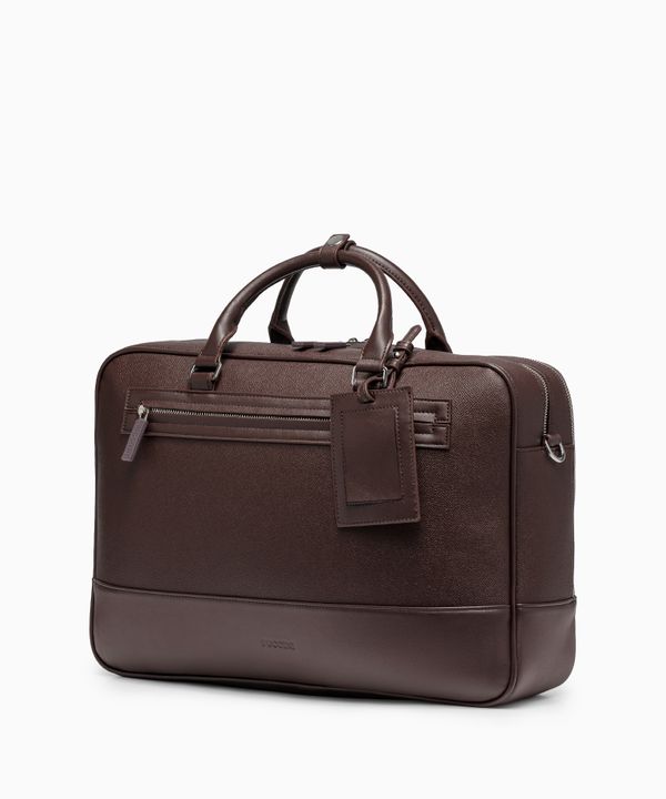 Torba na laptopa 17 cali ze skóry ekologicznej elegancka brązowa