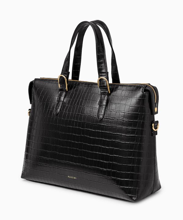 Torba na laptopa 15,6 cali damska czarna crocco