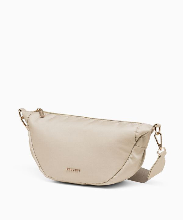 Miękka torebka półksiężyc beżowa