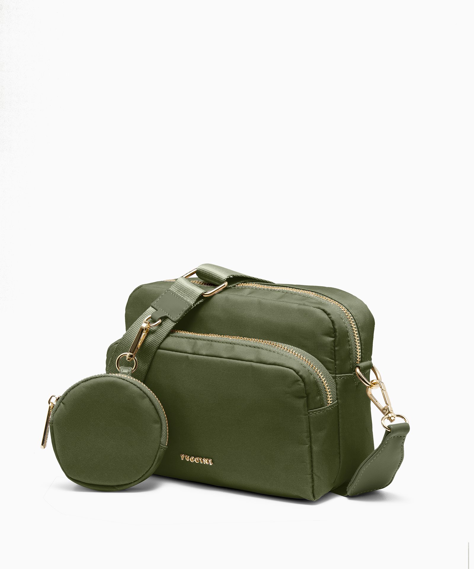 Torebka na szerokim pasku z saszetką zielona