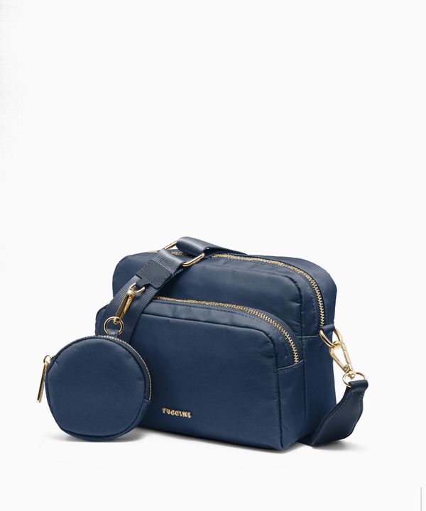 Torebka na szerokim pasku z saszetką granatowa