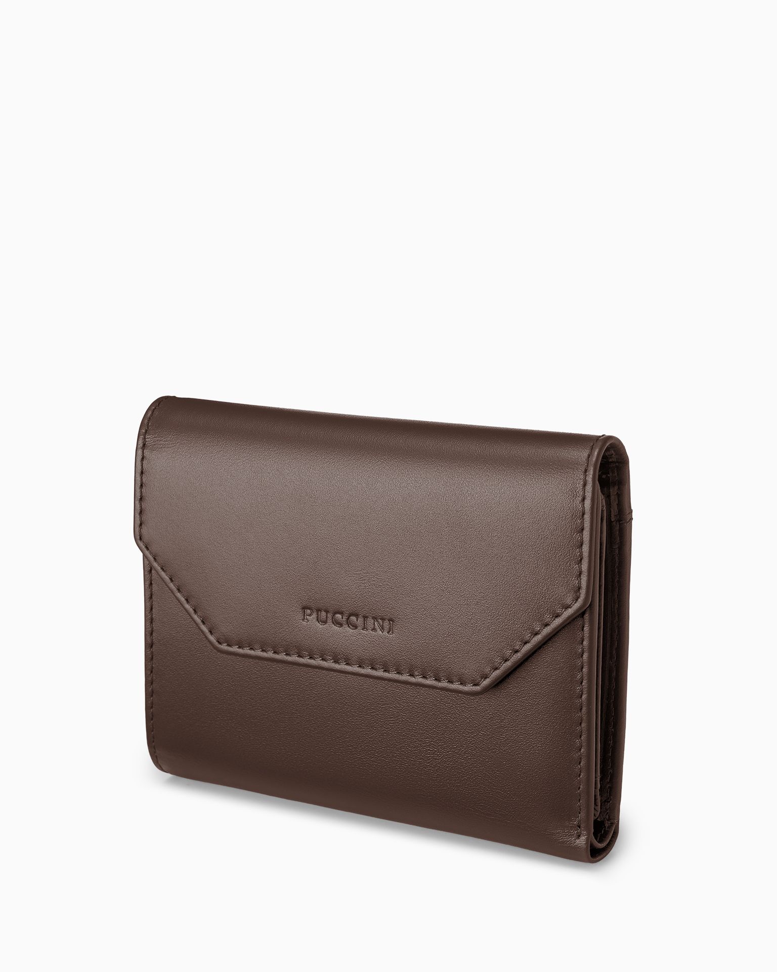 Portfel damski skórzany średni ciemnobrązowy