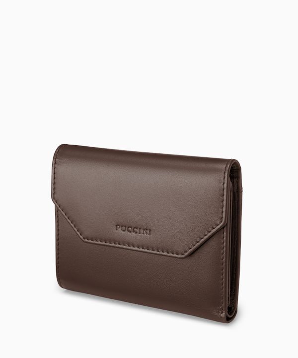 Portfel damski skórzany średni ciemnobrązowy