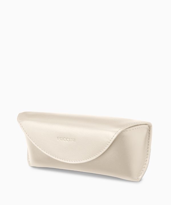 Etui na okulary skórzane beżowe