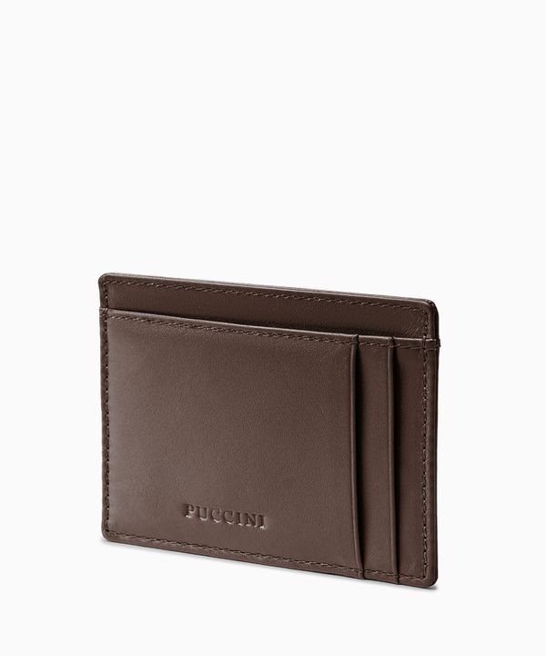 Etui na karty skórzane małe ciemnobrązowe