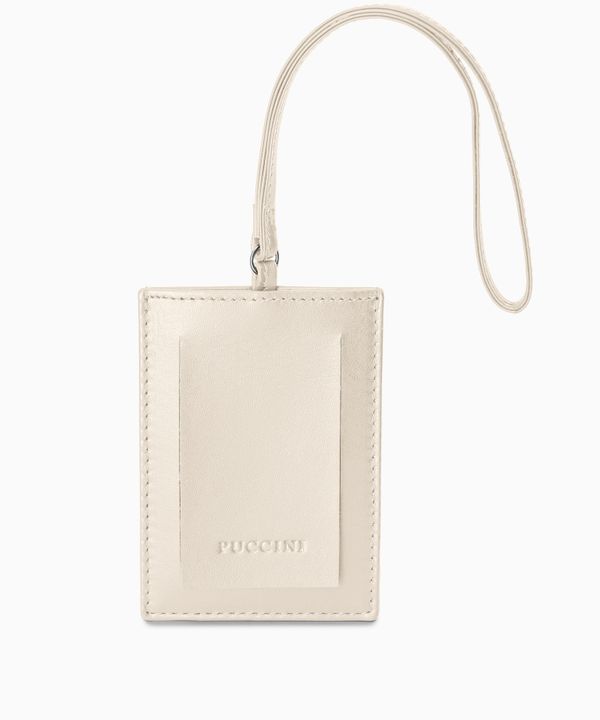 Identyfikator do bagażu skórzany beżowy