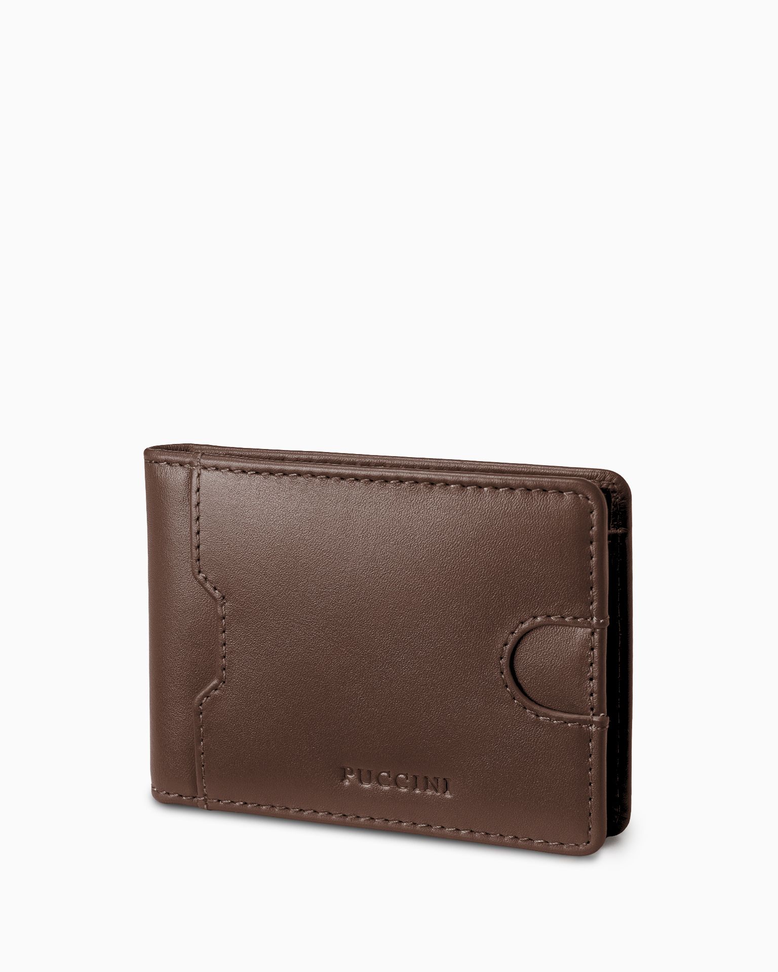 Portfel męski skórzany mały ciemnobrązowy