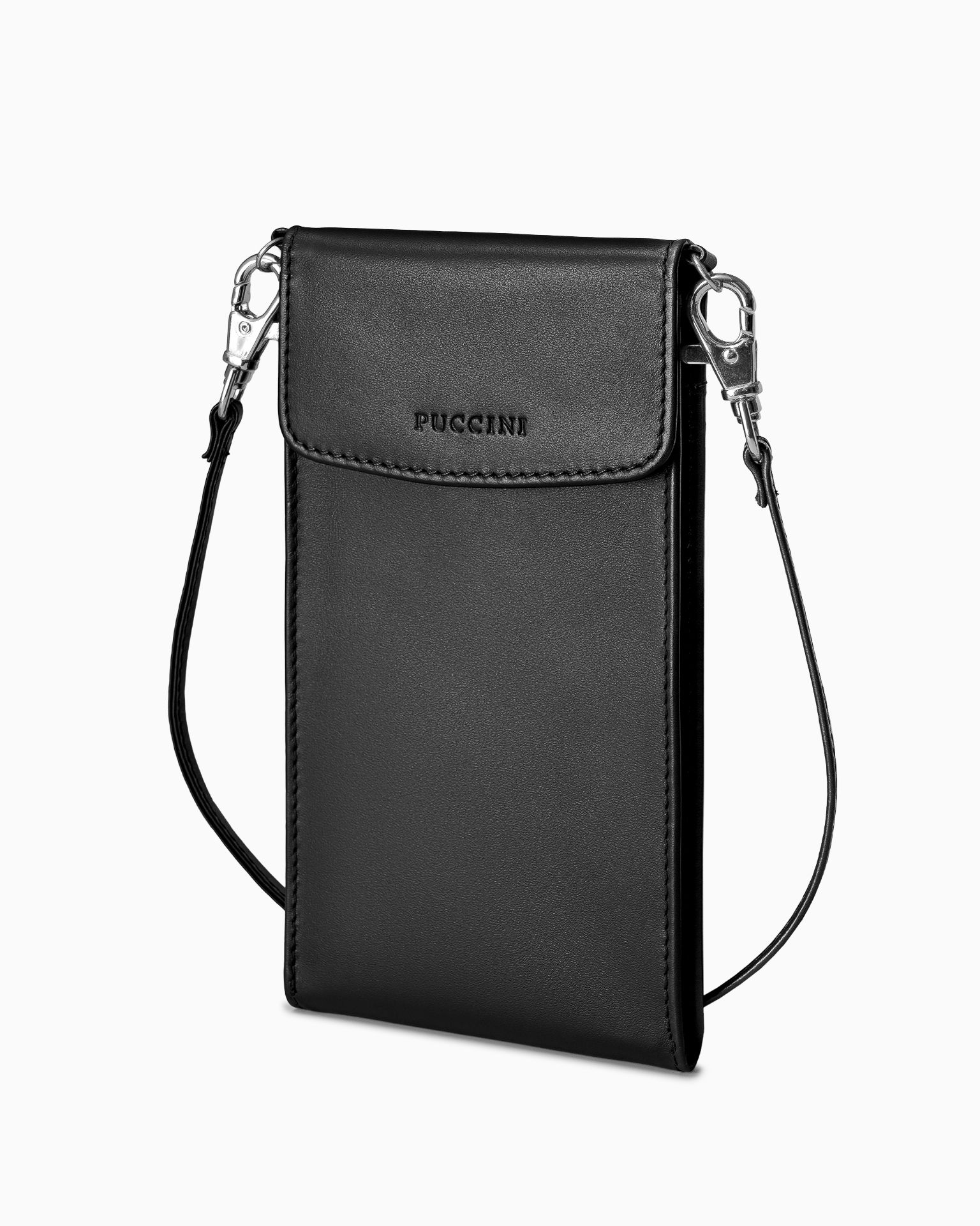 Torebka damska na telefon skórzana czarna