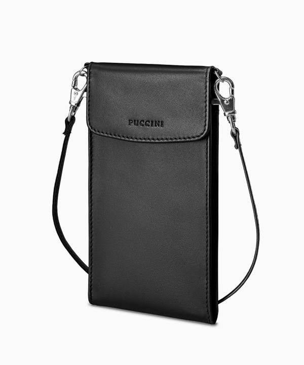 Torebka damska na telefon skórzana czarna