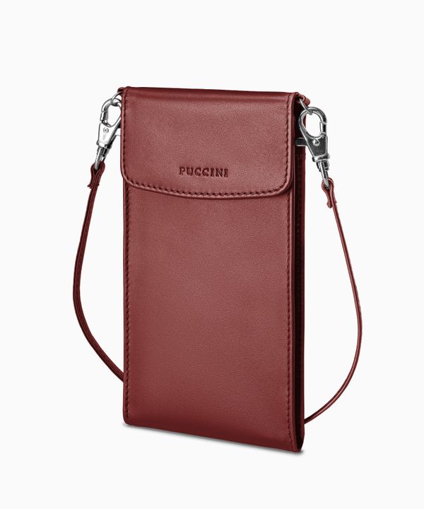 Torebka damska na telefon skórzana bordowa