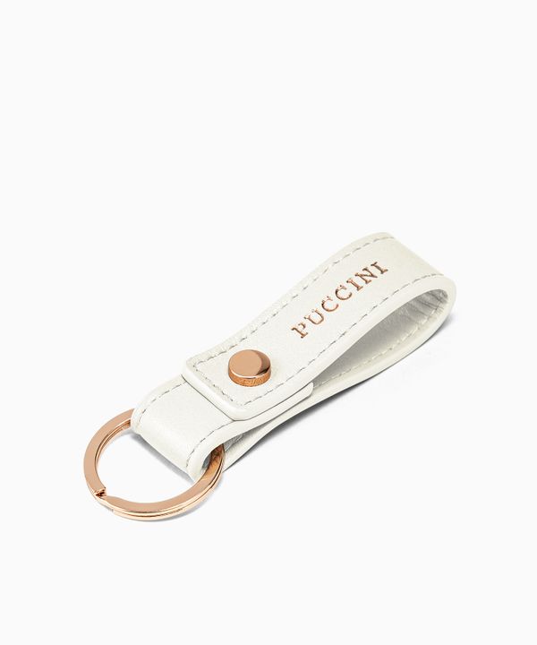 Skórzany brelok do kluczy biały